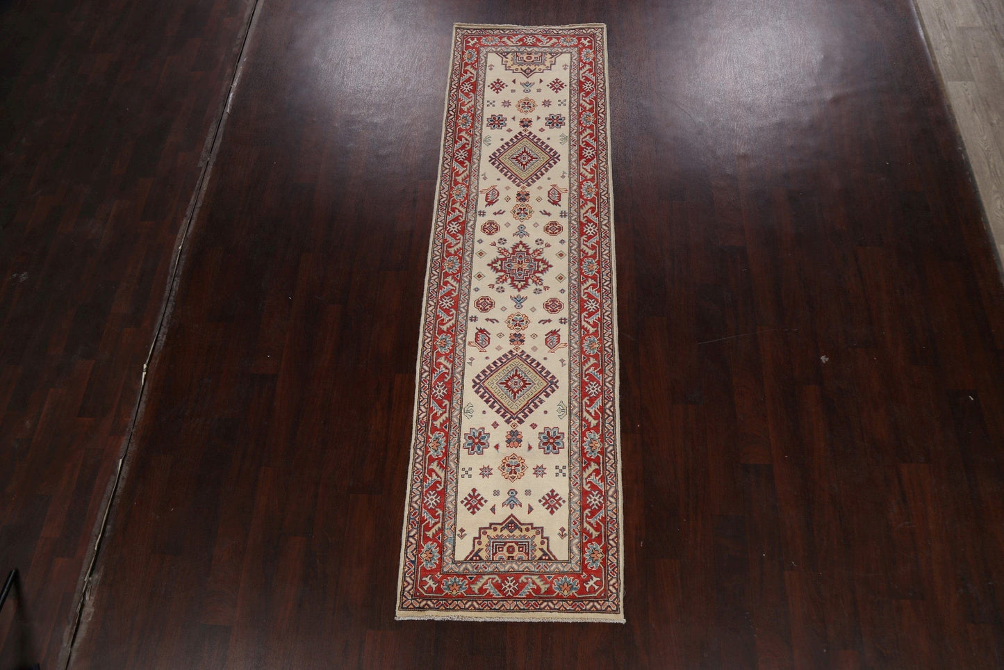 Geometric Kazak Oriental Runner Rug 3x10