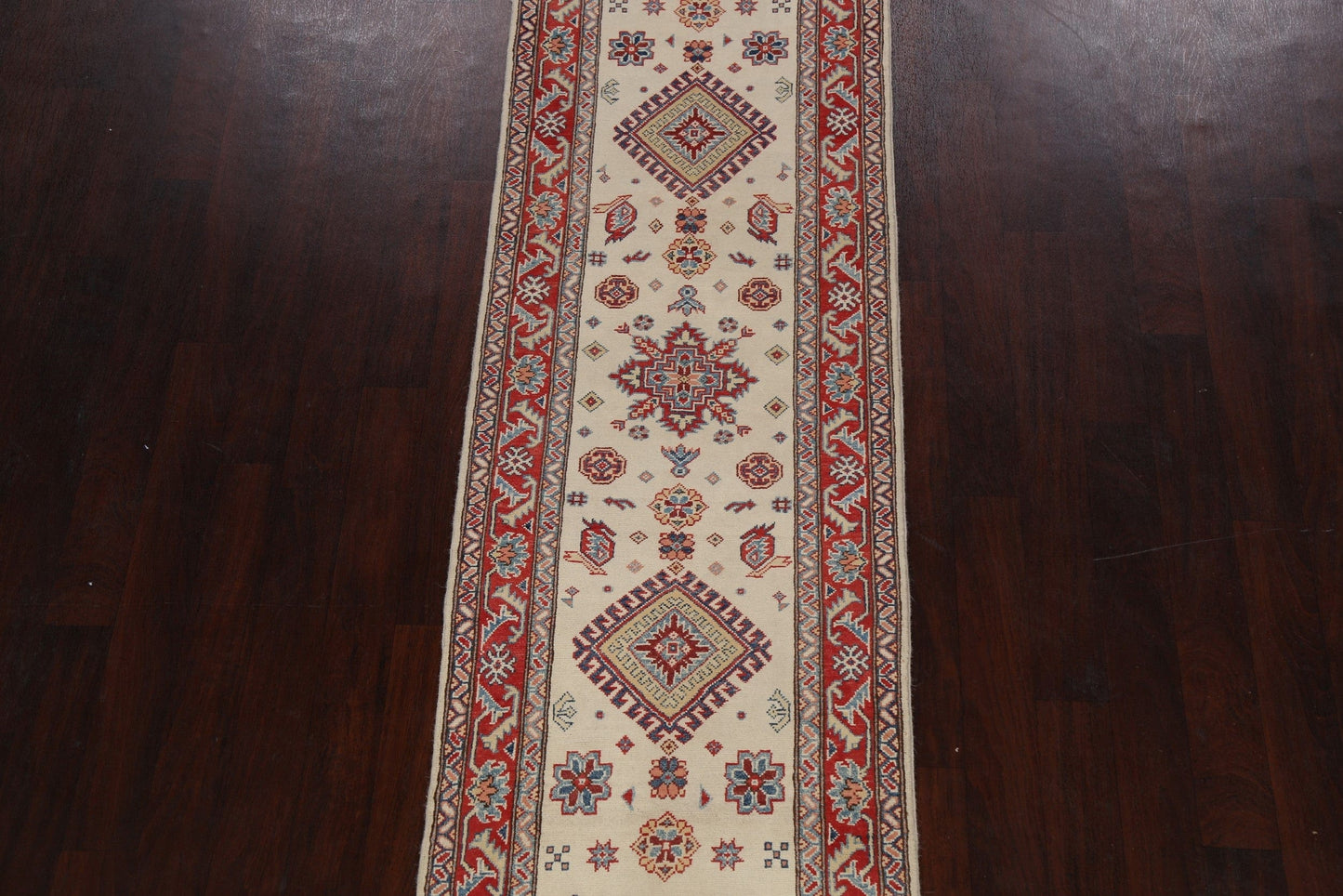 Geometric Kazak Oriental Runner Rug 3x10