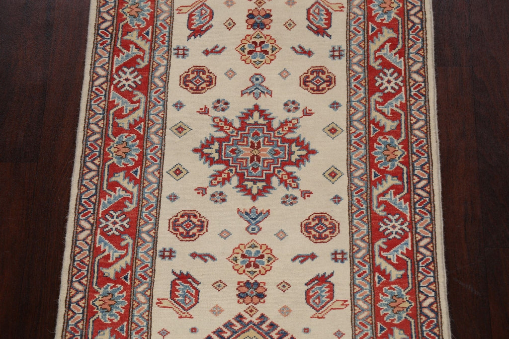 Geometric Kazak Oriental Runner Rug 3x10