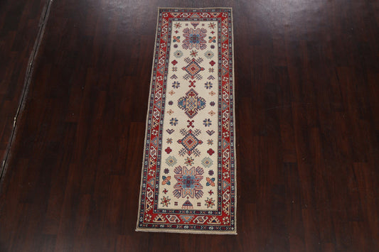 Geometric Kazak Oriental Runner Rug 3x8