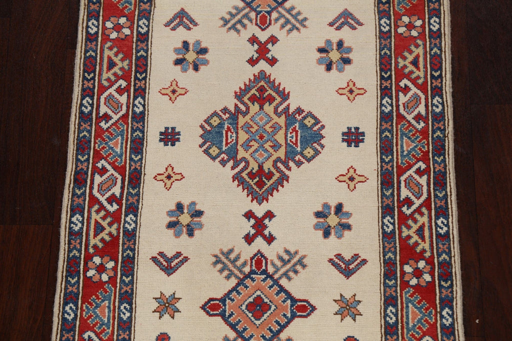 Geometric Kazak Oriental Runner Rug 3x8