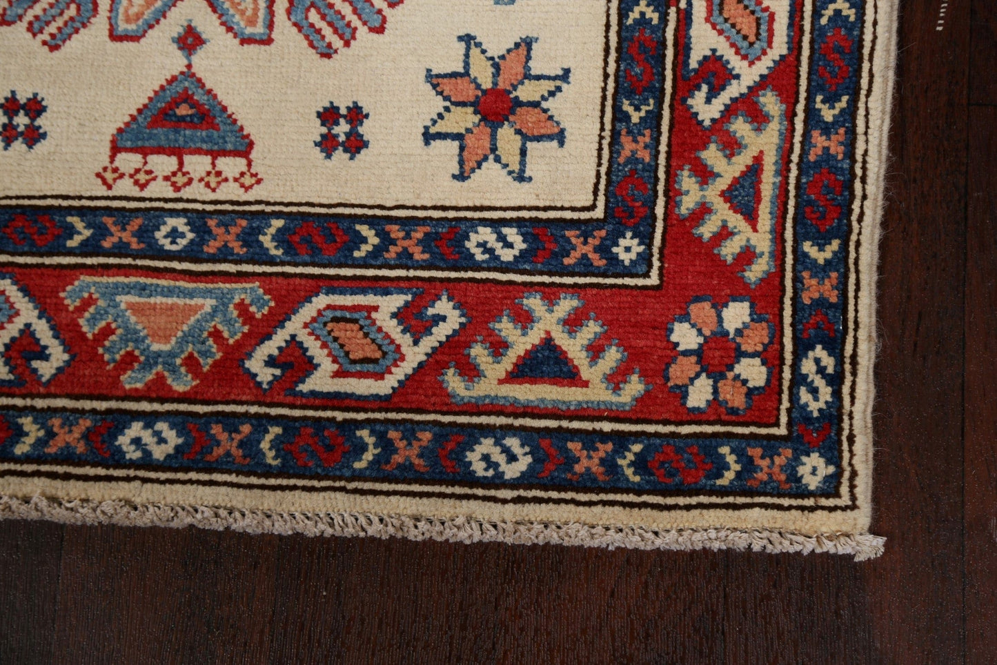 Geometric Kazak Oriental Runner Rug 3x8