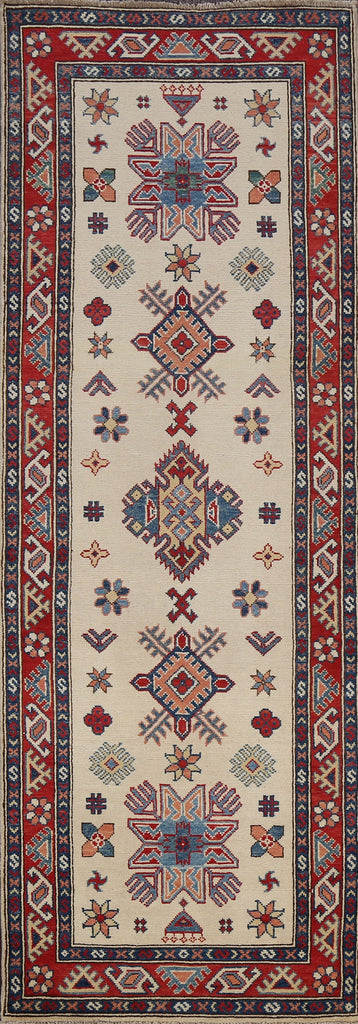 Geometric Kazak Oriental Runner Rug 3x8