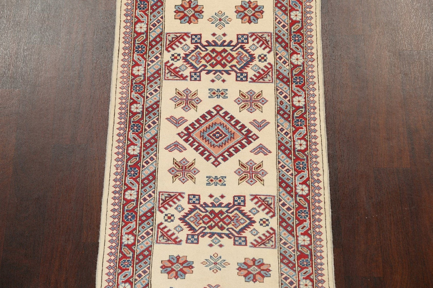 Geometric Kazak Oriental Runner Rug 2x12