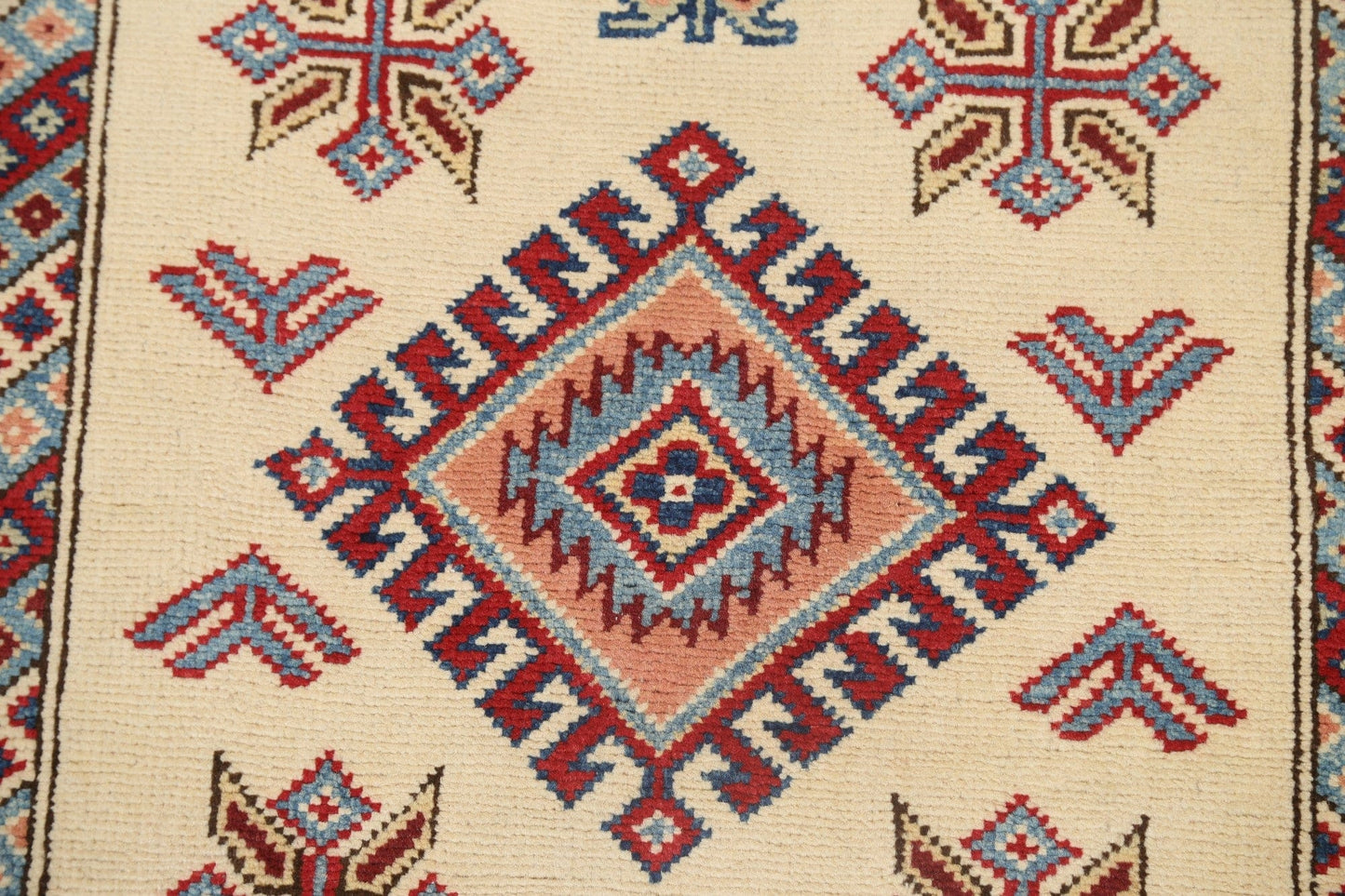 Geometric Kazak Oriental Runner Rug 2x12