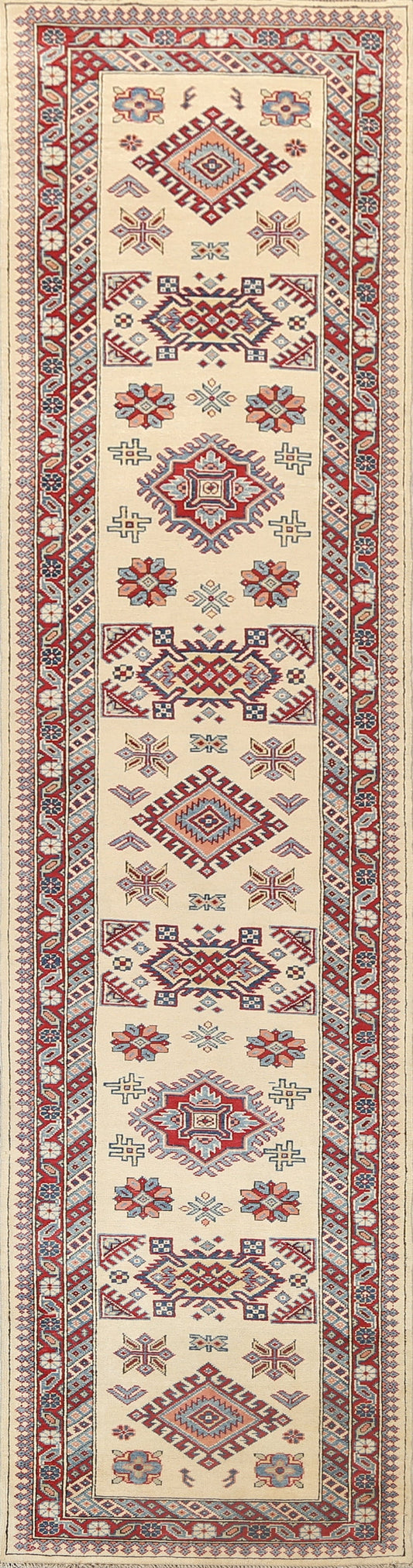 Geometric Kazak Oriental Runner Rug 2x12