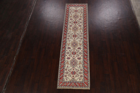 Geometric Kazak Oriental Runner Rug 3x10