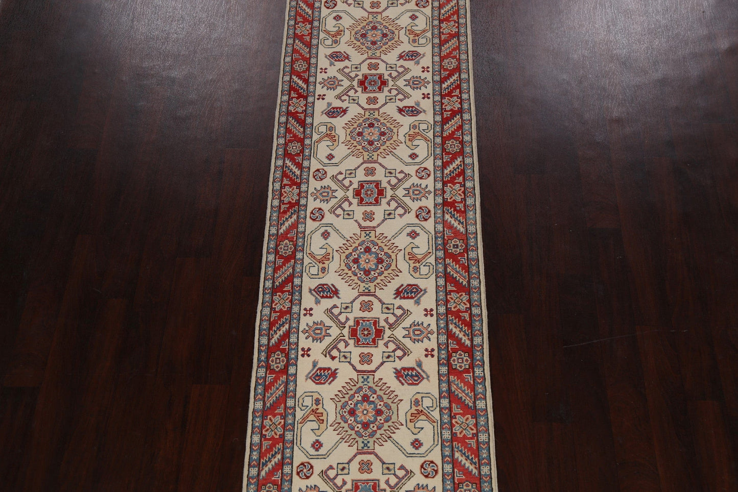 Geometric Kazak Oriental Runner Rug 3x10