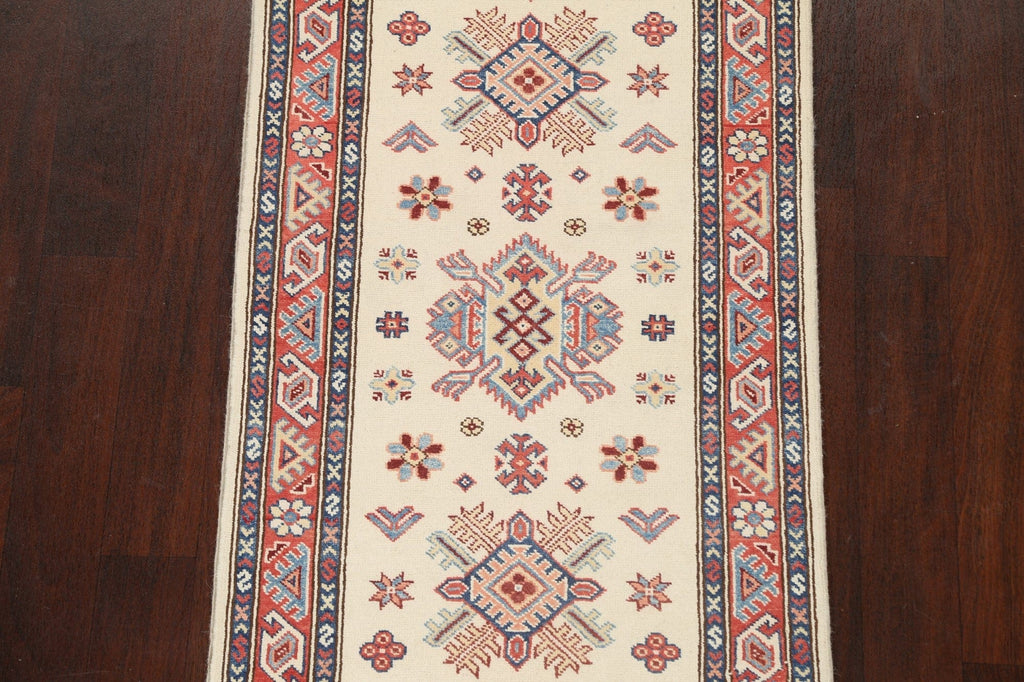 Geometric Kazak Oriental Runner Rug 3x7