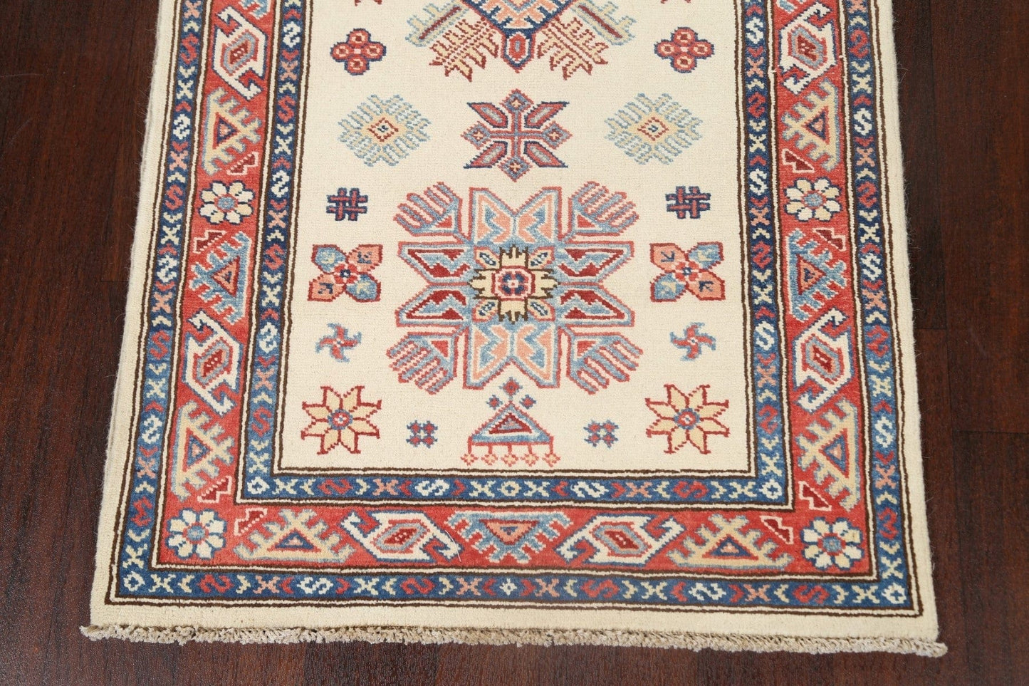 Geometric Kazak Oriental Runner Rug 3x7