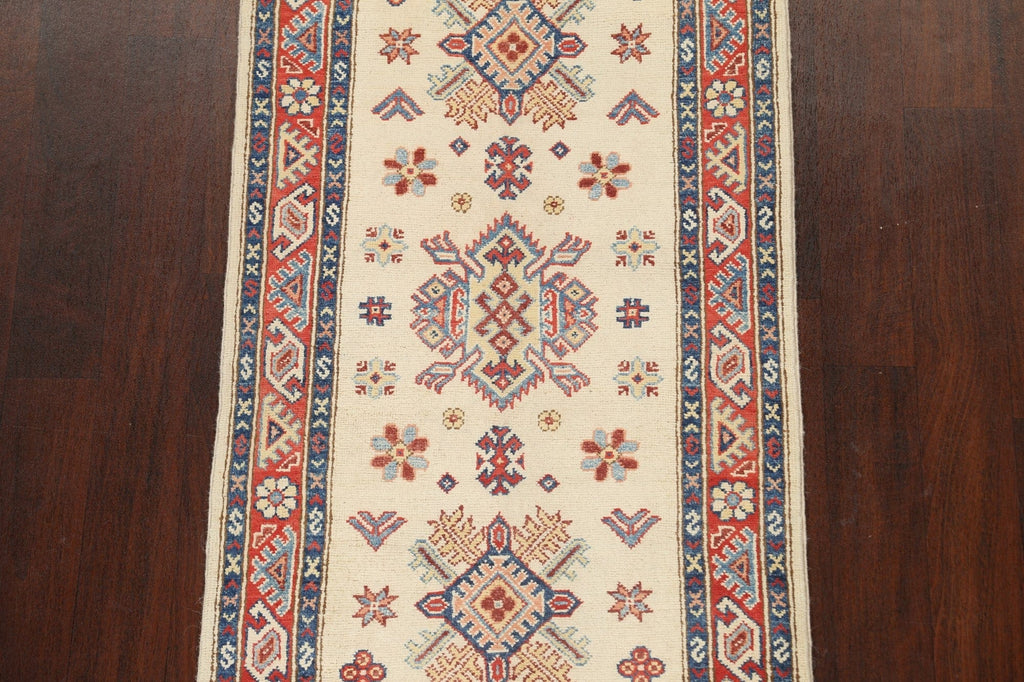 Geometric Kazak Oriental Runner Rug 3x8