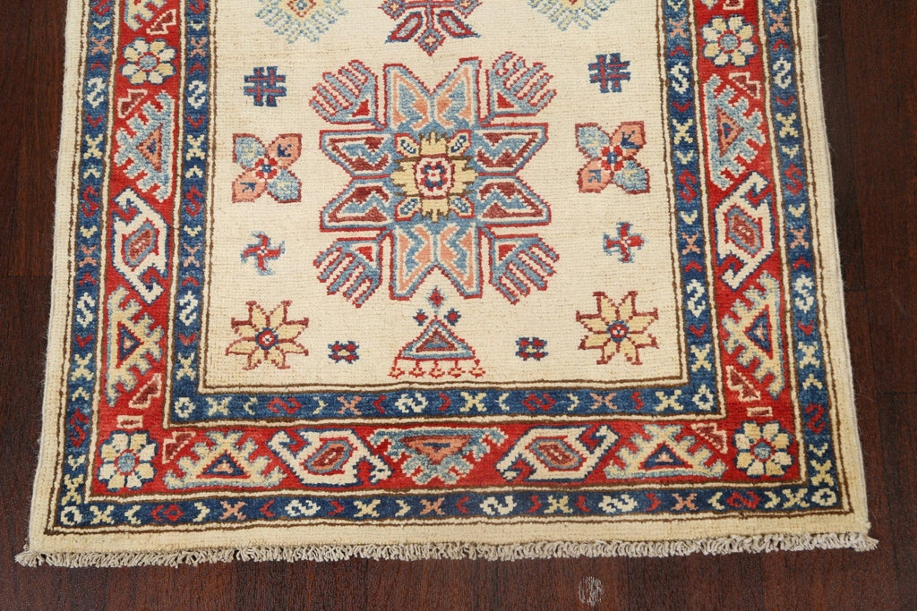 Geometric Kazak Oriental Runner Rug 3x8