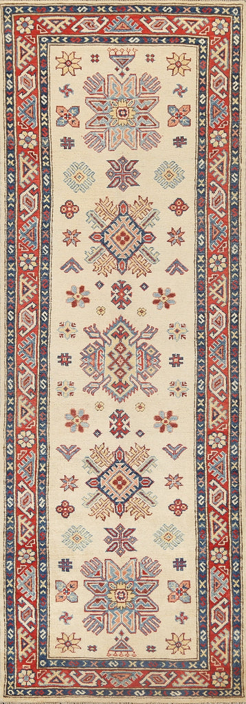 Geometric Kazak Oriental Runner Rug 3x8