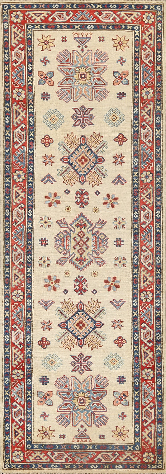 Geometric Kazak Oriental Runner Rug 3x8