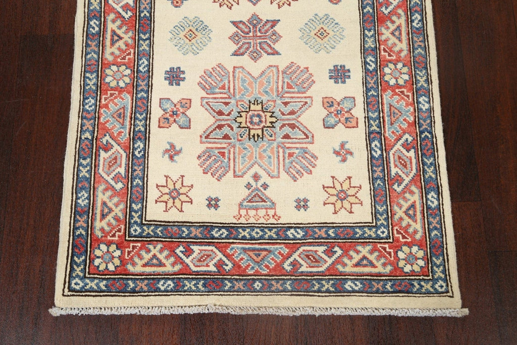 Geometric Kazak Oriental Runner Rug 3x8