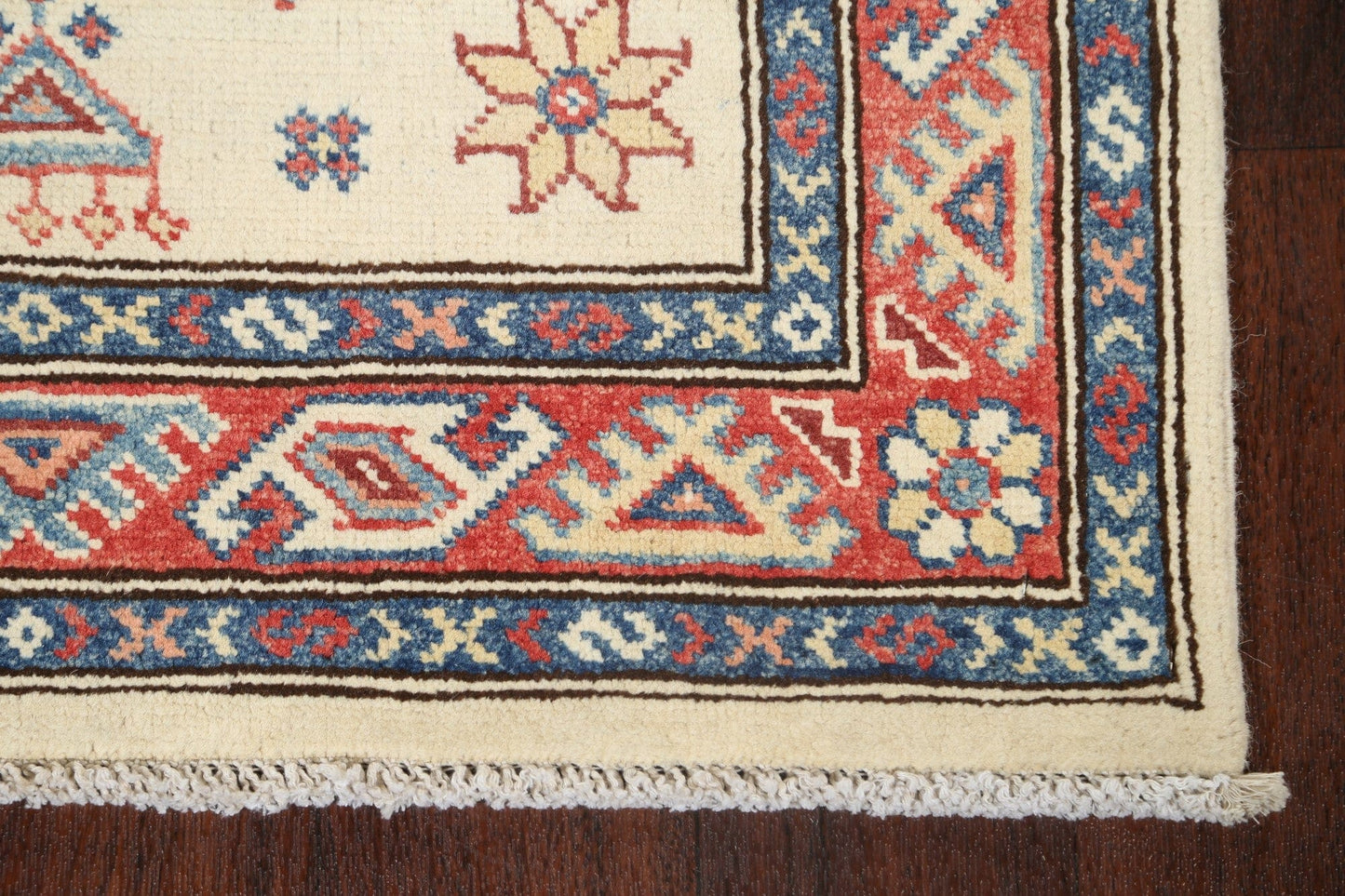 Geometric Kazak Oriental Runner Rug 3x8