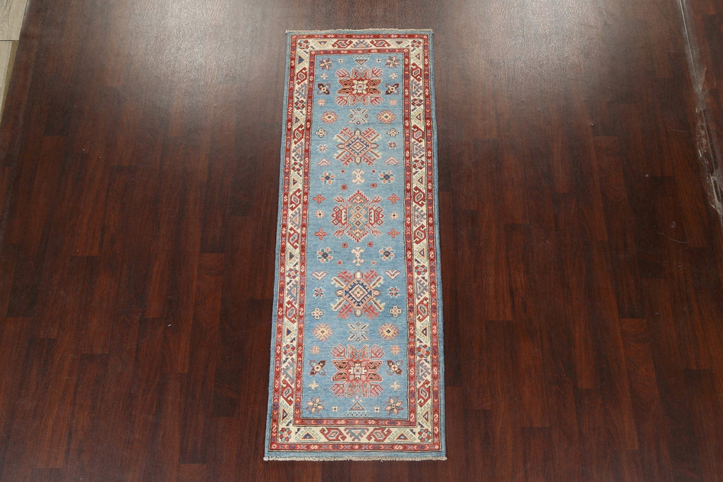 Geometric Kazak Oriental Runner Rug 3x8