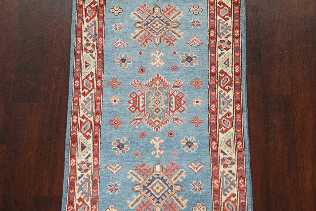 Geometric Kazak Oriental Runner Rug 3x8