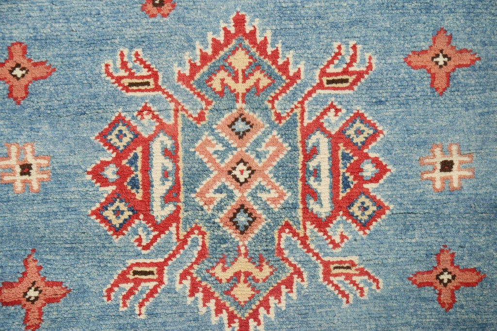 Geometric Kazak Oriental Runner Rug 3x8