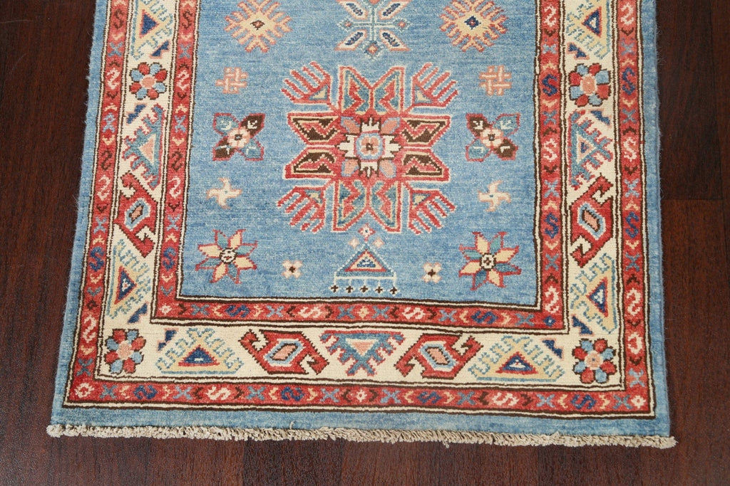 Geometric Kazak Oriental Runner Rug 3x8