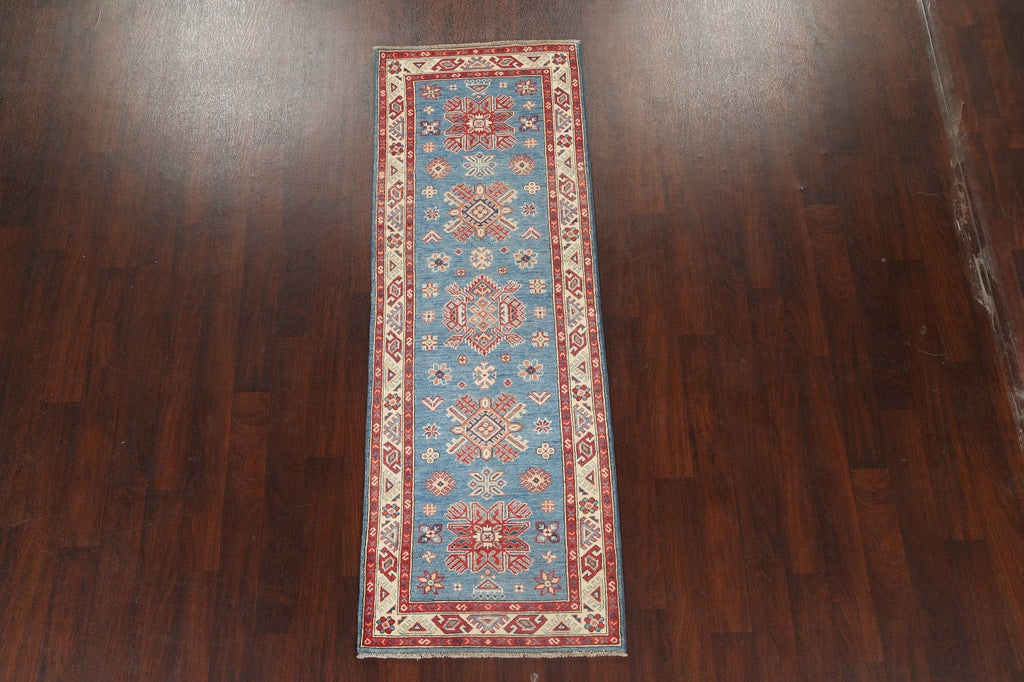 Geometric Kazak Oriental Runner Rug 3x8