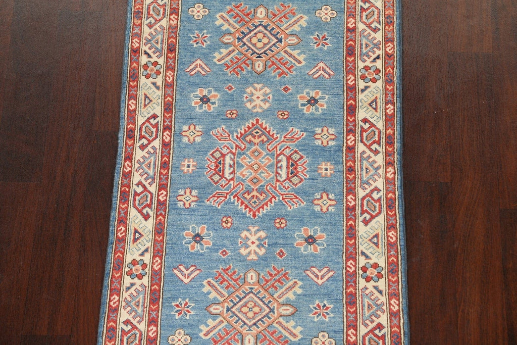 Geometric Kazak Oriental Runner Rug 3x8