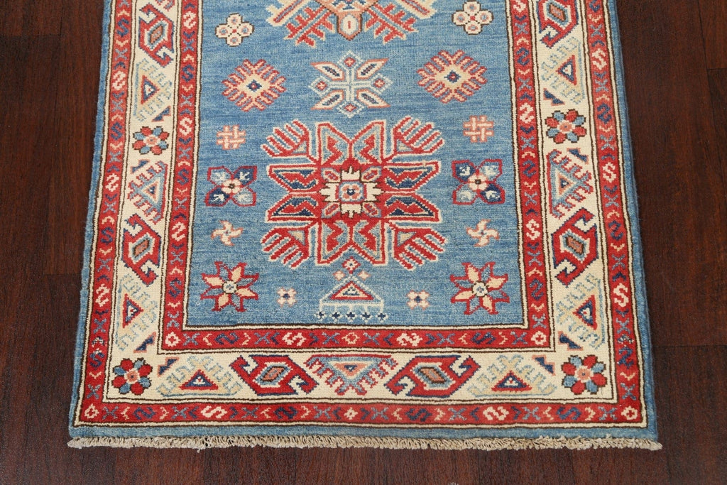 Geometric Kazak Oriental Runner Rug 3x8