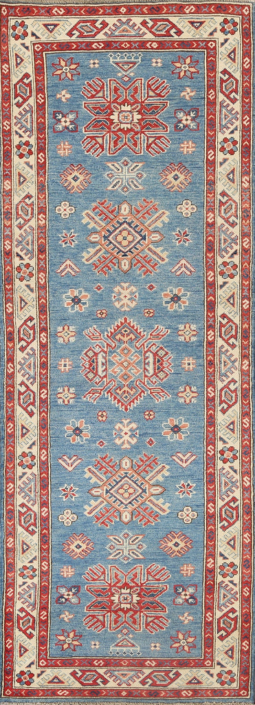 Geometric Kazak Oriental Runner Rug 3x8