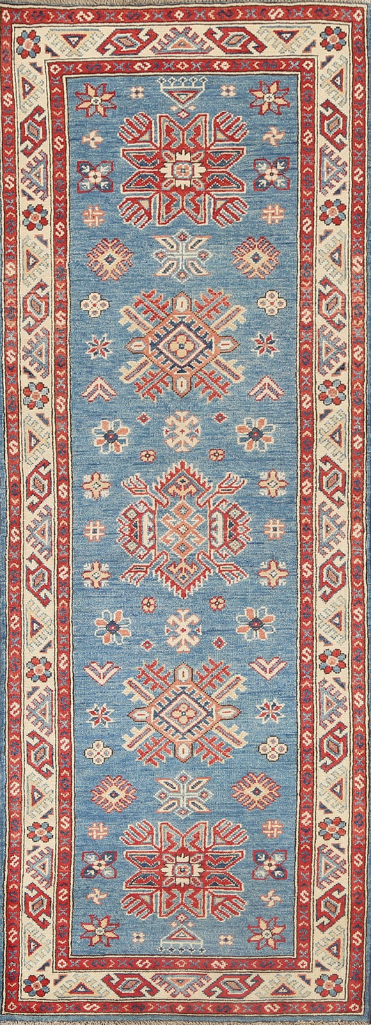 Geometric Kazak Oriental Runner Rug 3x8