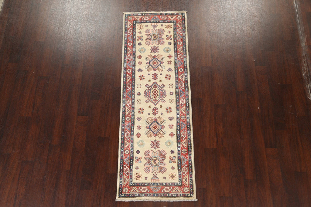 Geometric Kazak Oriental Runner Rug 3x8