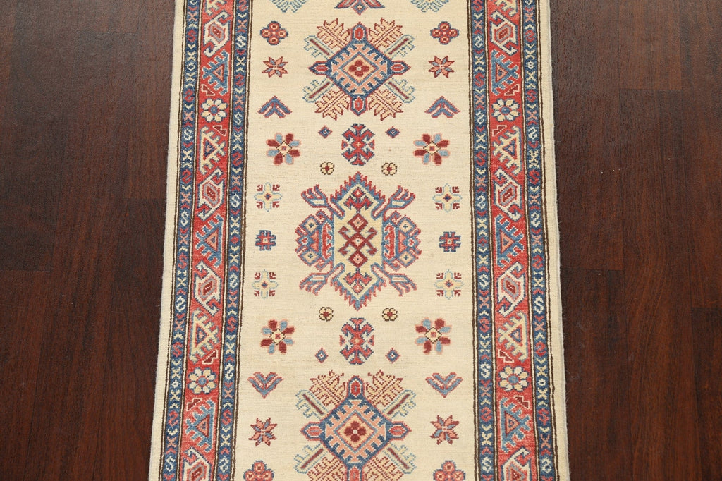 Geometric Kazak Oriental Runner Rug 3x8