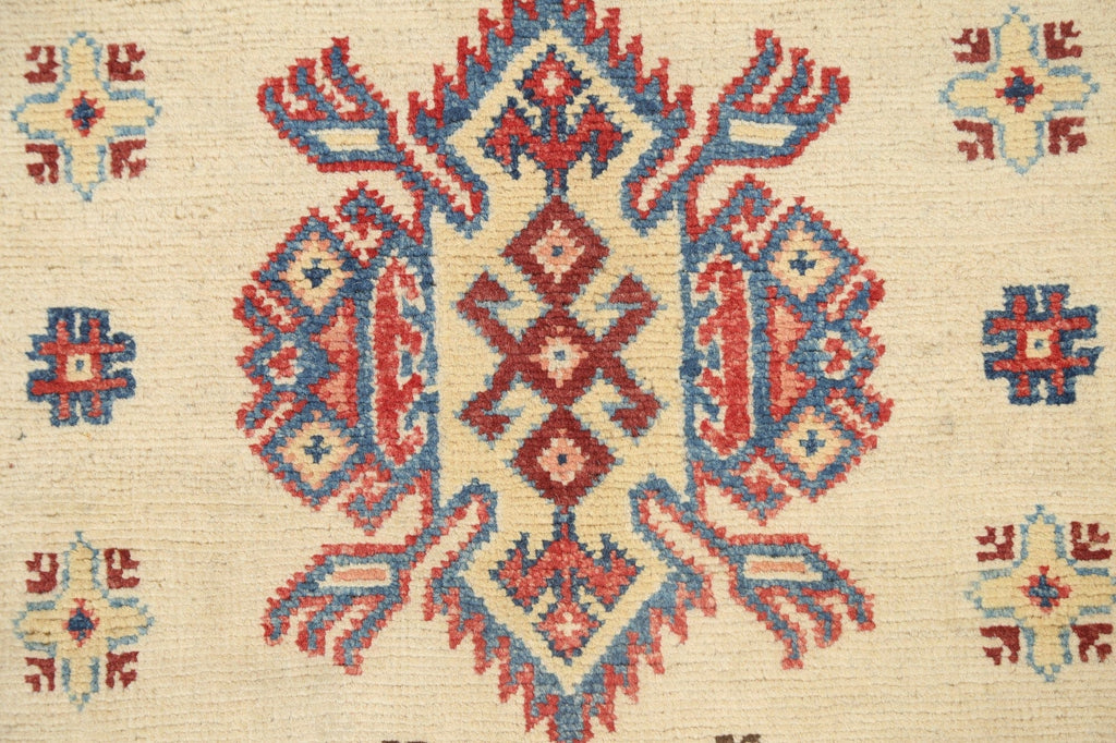 Geometric Kazak Oriental Runner Rug 3x8