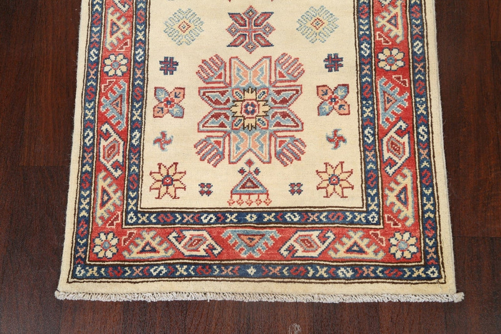 Geometric Kazak Oriental Runner Rug 3x8