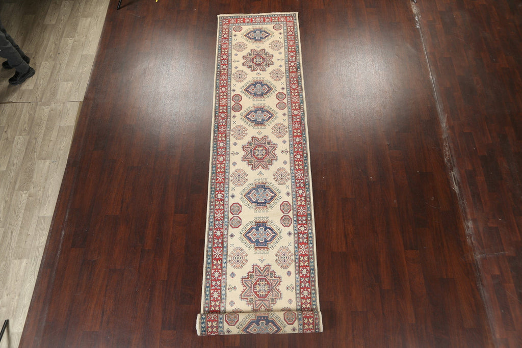 Geometric Kazak Oriental Runner Rug 3x17