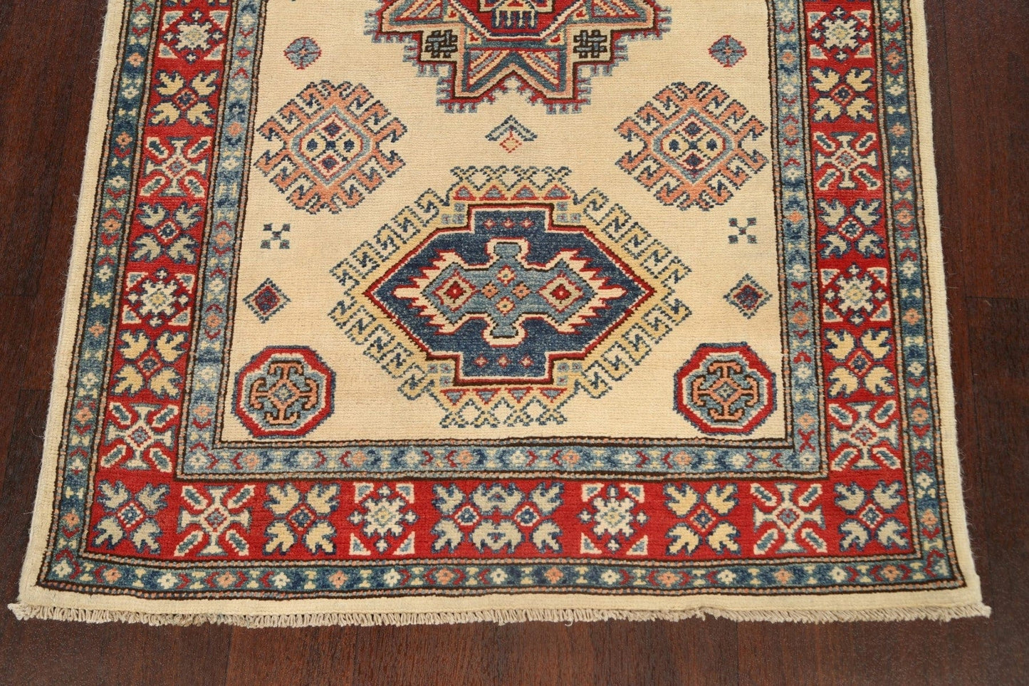 Geometric Kazak Oriental Runner Rug 3x17