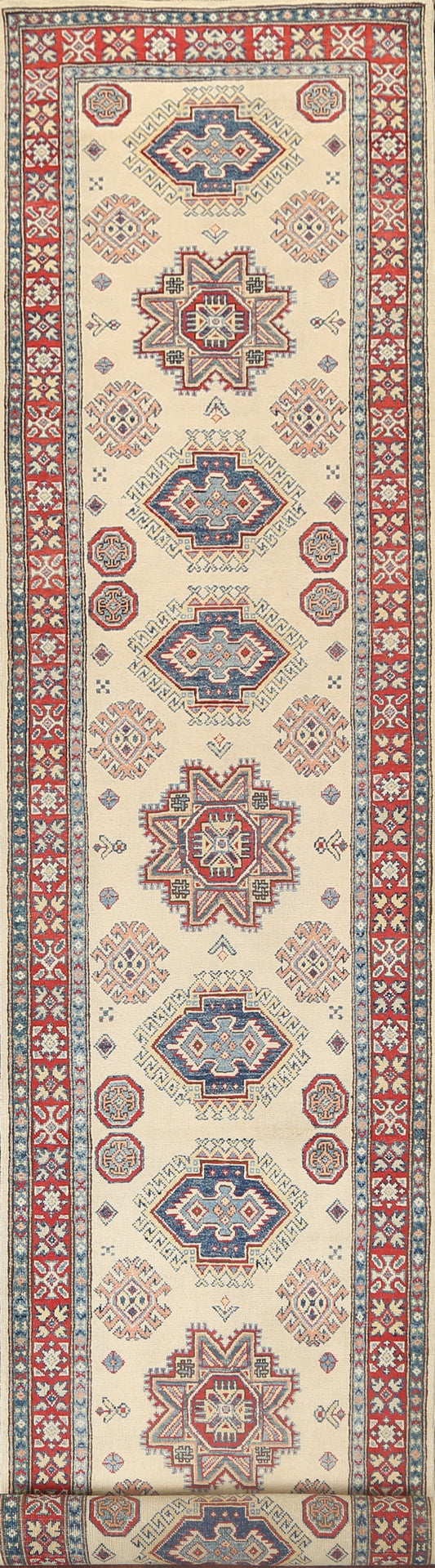 Geometric Kazak Oriental Runner Rug 3x17