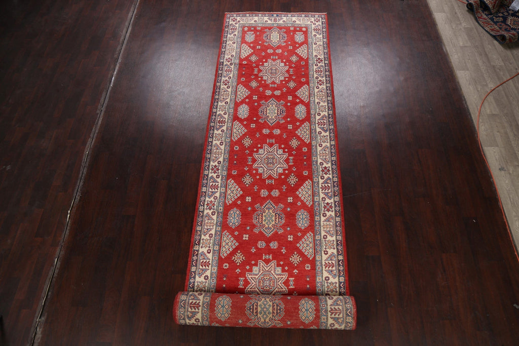 Geometric Kazak Oriental Runner Rug 4x24