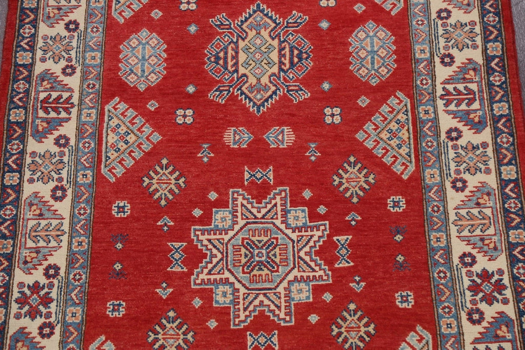 Geometric Kazak Oriental Runner Rug 4x24