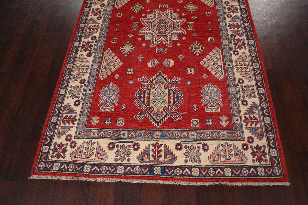 Geometric Kazak Oriental Runner Rug 4x24