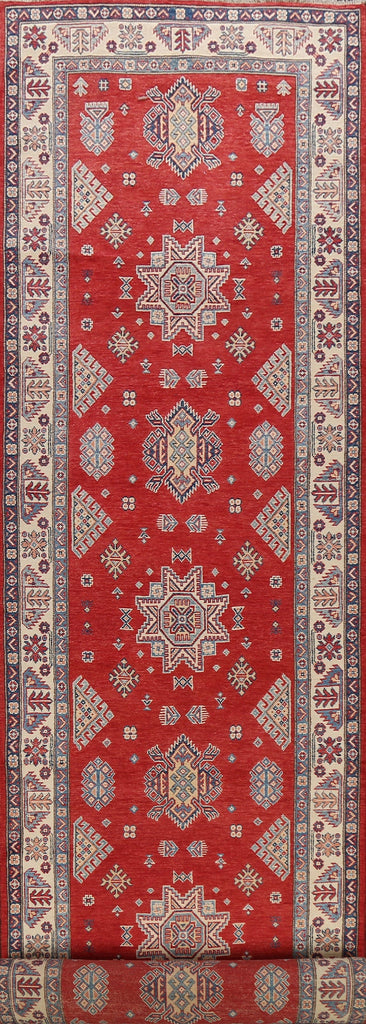 Geometric Kazak Oriental Runner Rug 4x24