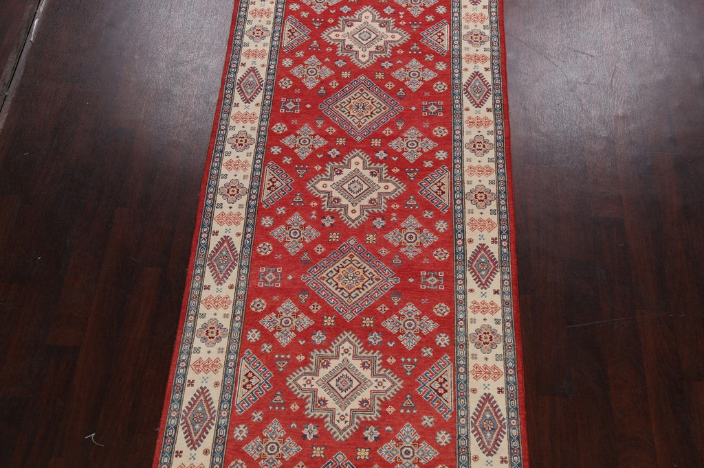 Geometric Kazak Oriental Runner Rug 4x16