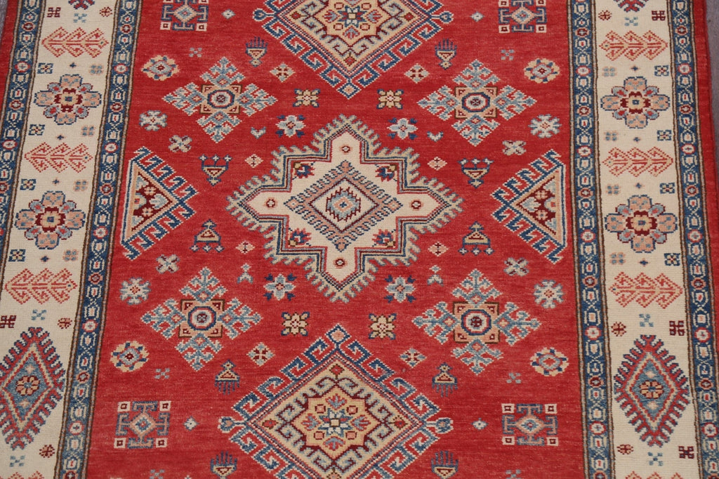 Geometric Kazak Oriental Runner Rug 4x16