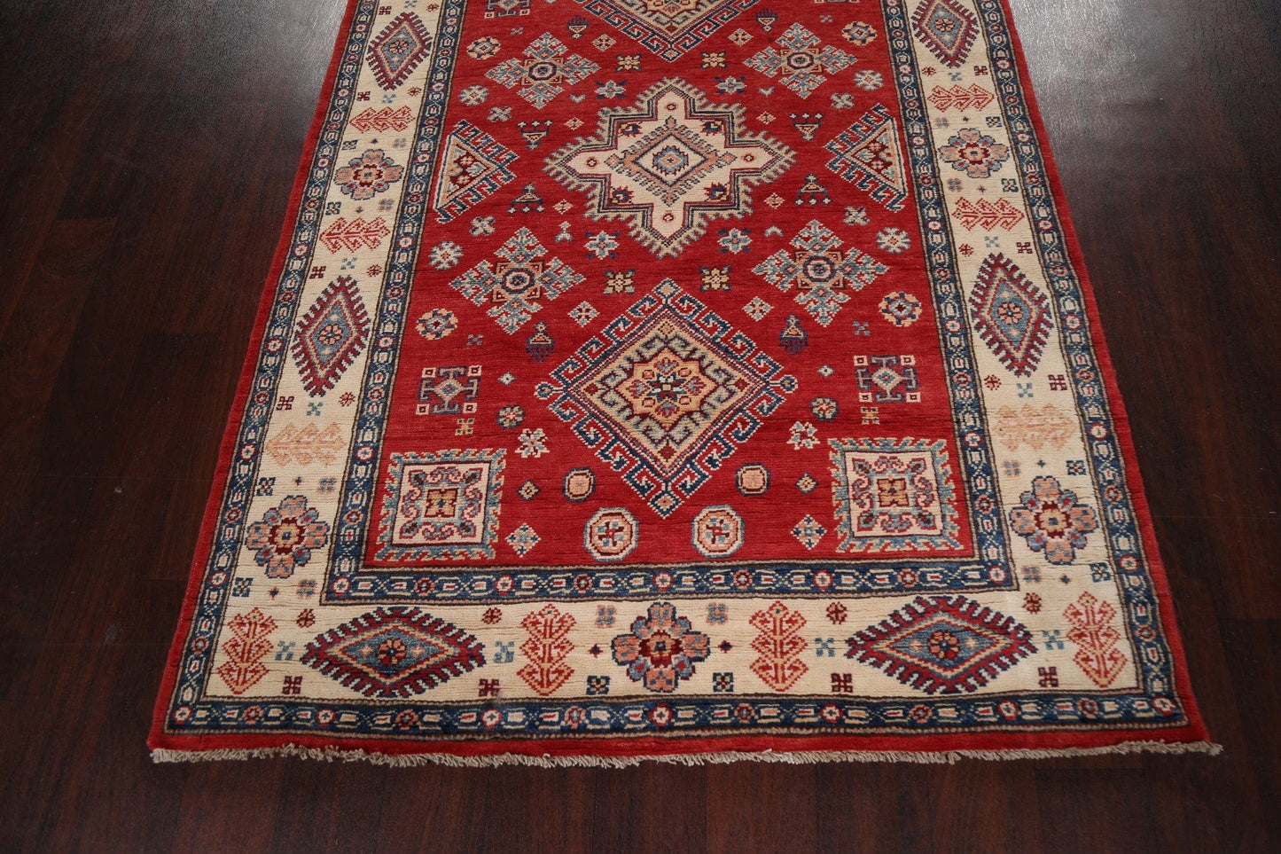 Geometric Kazak Oriental Runner Rug 4x16