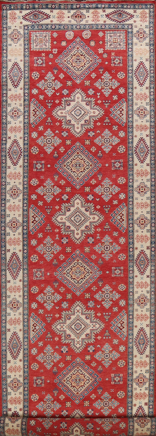 Geometric Kazak Oriental Runner Rug 4x16