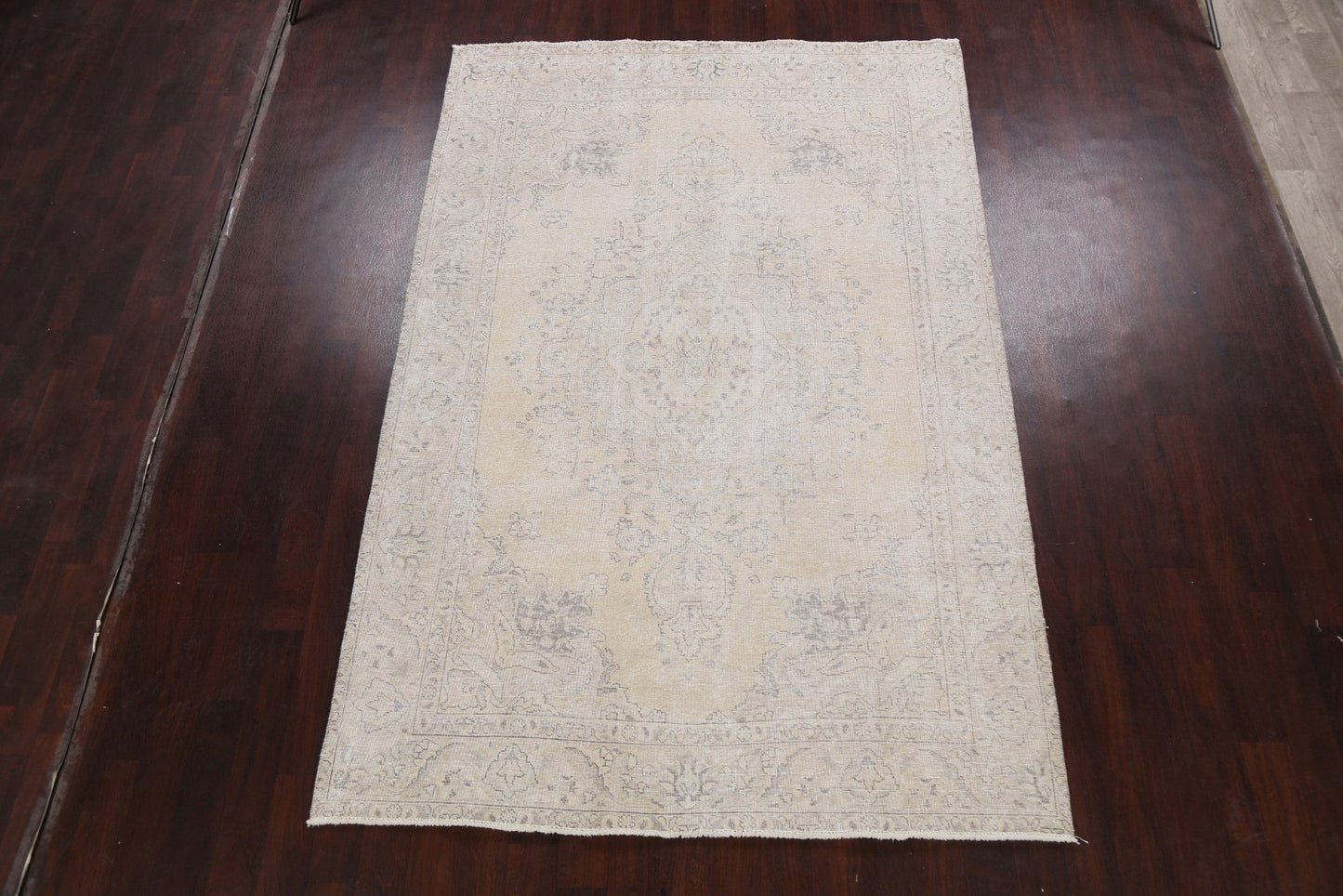 Muted Distressed Floral Tabriz Persian Area Rug 6x10