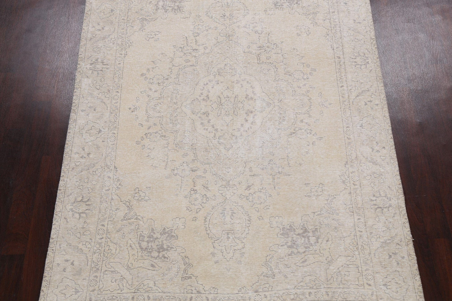 Muted Distressed Floral Tabriz Persian Area Rug 6x10