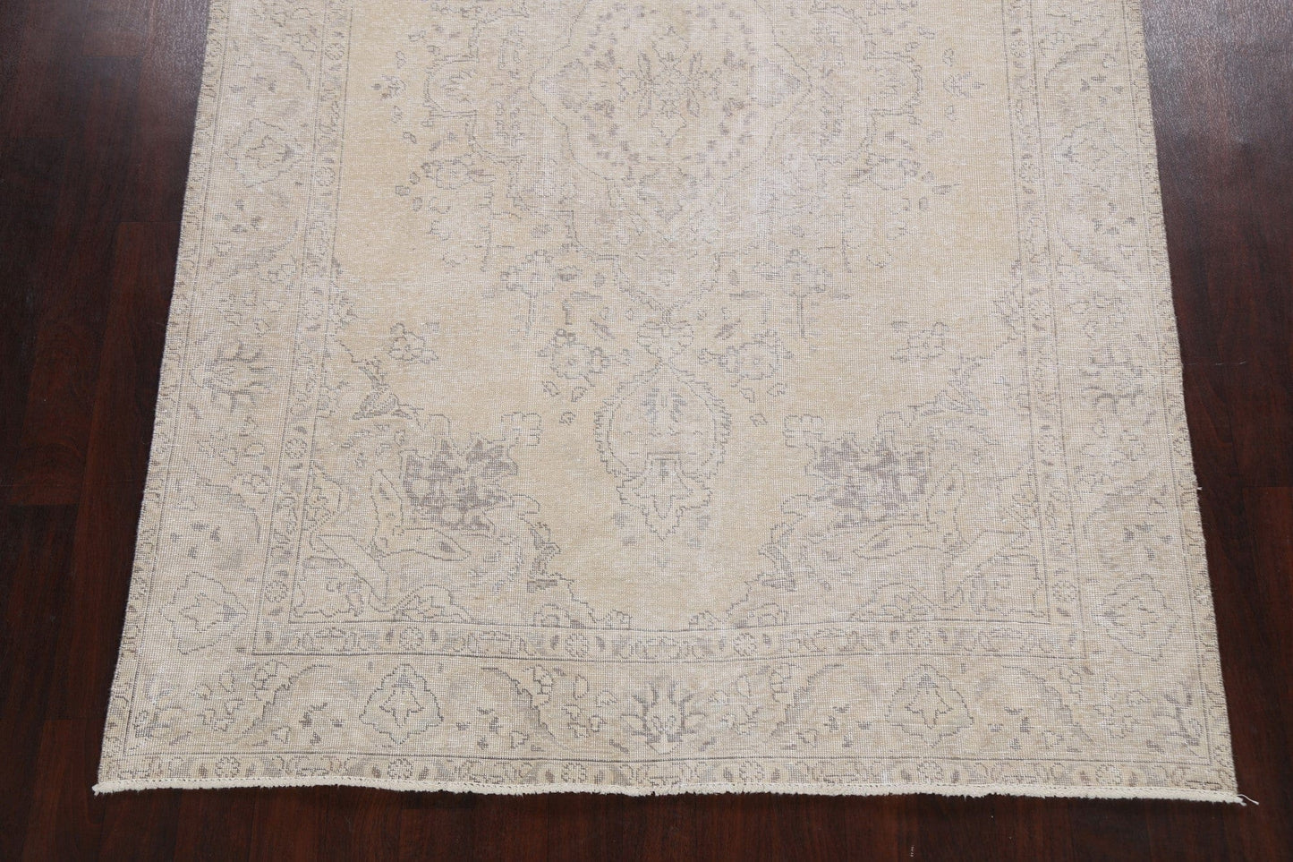 Muted Distressed Floral Tabriz Persian Area Rug 6x10