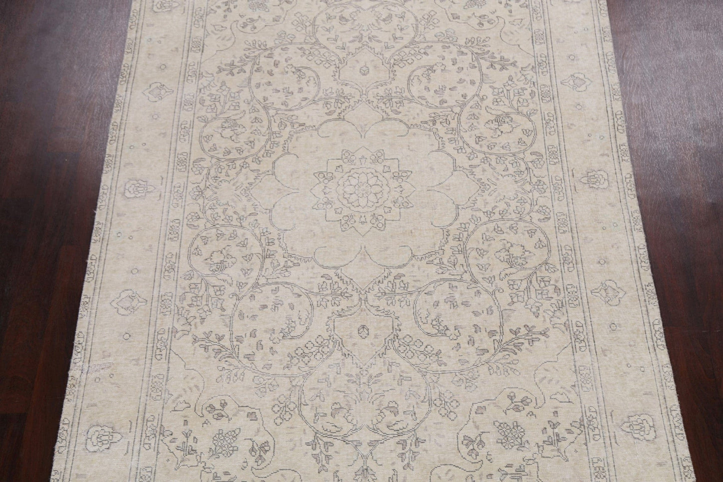 Muted Distressed Tabriz Persian Area Rug 6x9