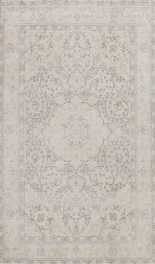 Muted Distressed Tabriz Persian Area Rug 6x9