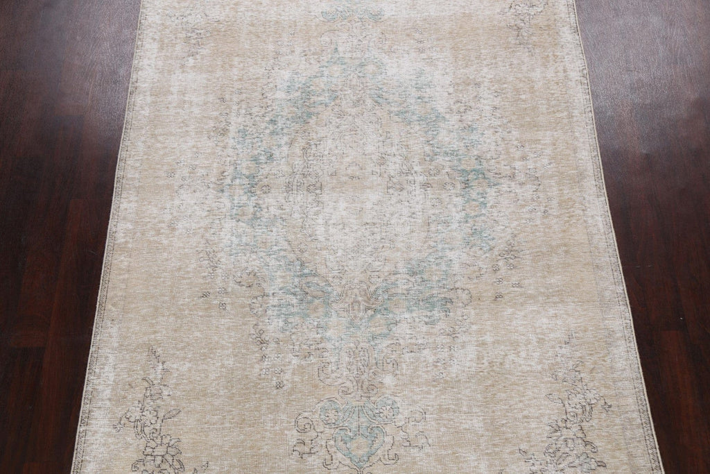 Muted Distressed Floral Tabriz Persian Area Rug 6x10